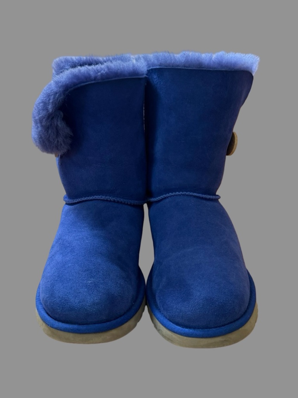 Ugg Bailey Button Royal Blue Suede Fur Boots US9